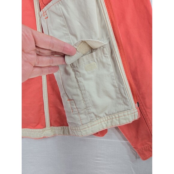LL Bean Field Jacket Womens XL Coral Salmon Pink Canvas Cotton Zip Vintage 90s - Picture 10 of 12